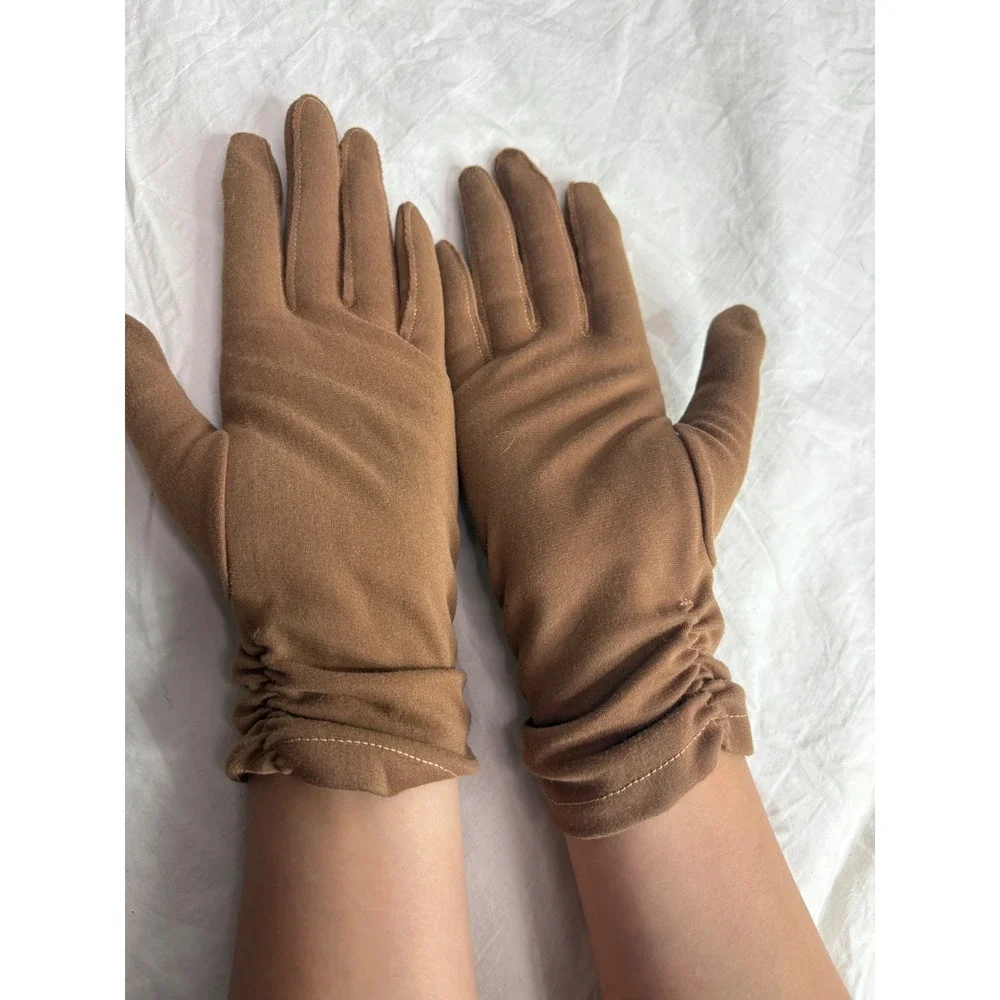 Vintage Tan Suede Gloves Women's Opera Length Elegant Evening Formal